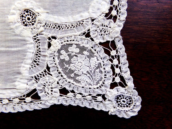 Antique Hand Embroidered Bridal Handkerchief Bund… - image 4