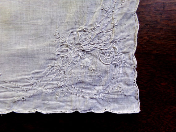 Antique Hand Embroidered Bridal Handkerchief Bund… - image 8