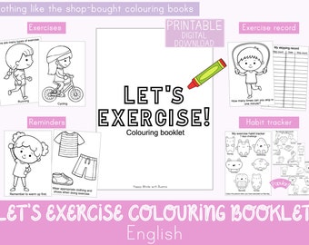 Let's Exercise Colouring Book (ENGLISH) | Kids Birthday Party Favours | Unique gifts