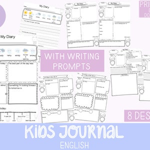 Diario para niños con indicaciones de escritura / Diario para niños / Regalo para niños / INGLÉS en versión para gatos