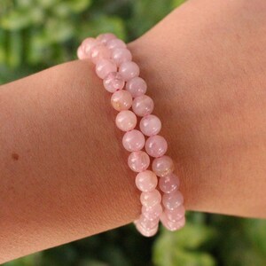 Rose Quartz Bracelet, Rose Quartz Round Bead Bracelet