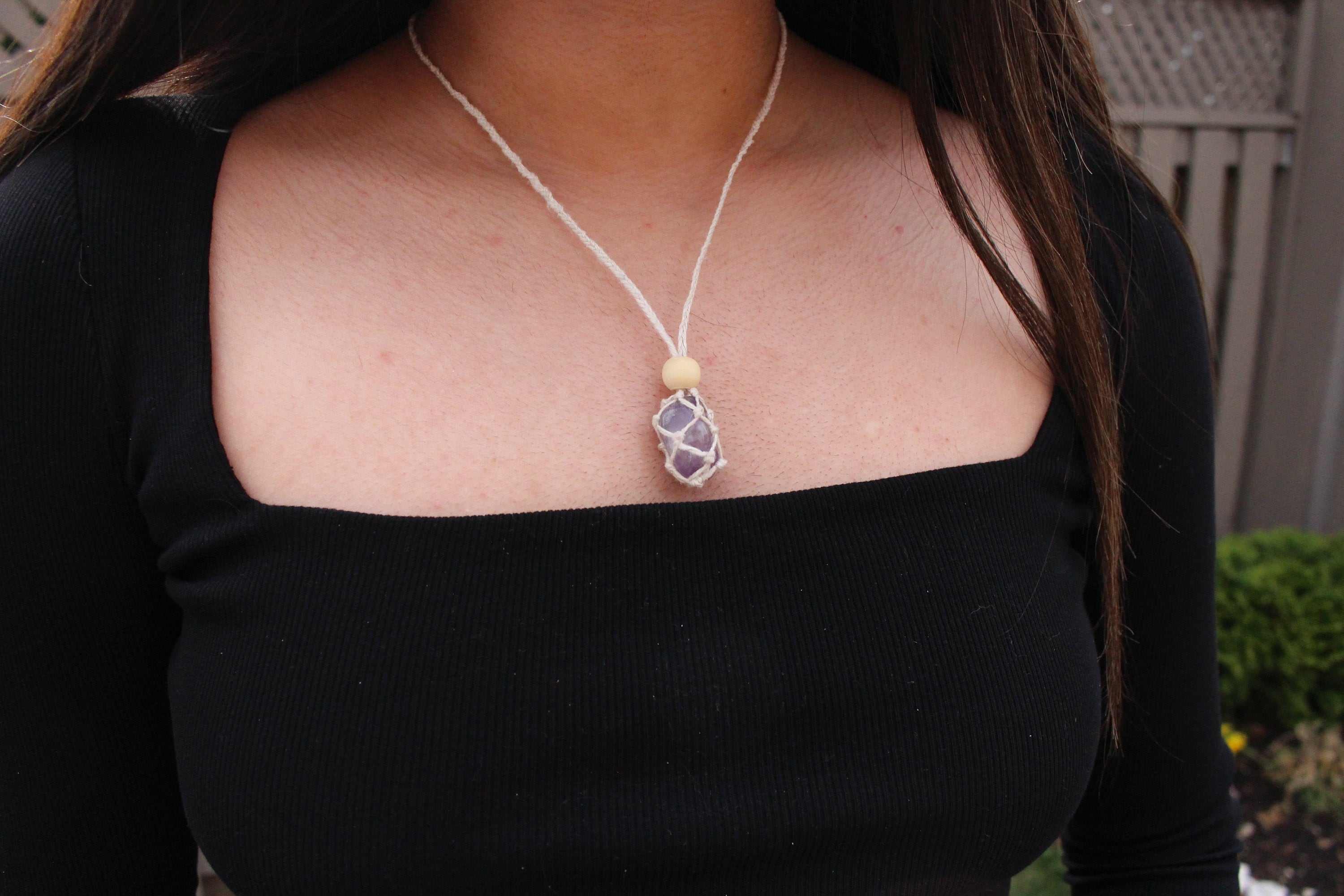 Macrame Crystal Pouch Necklace Adjustable Length and Etsy UK