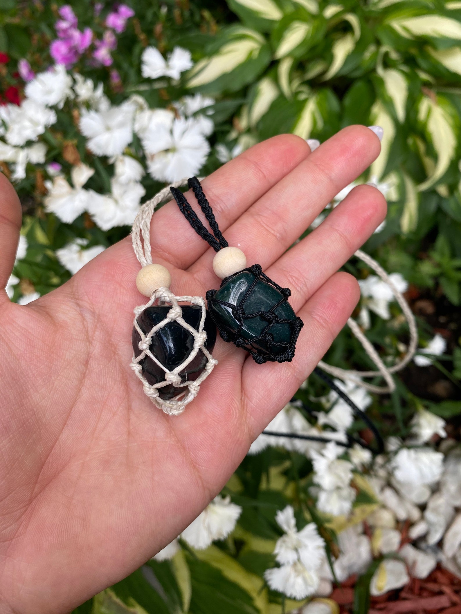 Macrame Crystal Pouch Necklace Adjustable Length and Etsy UK