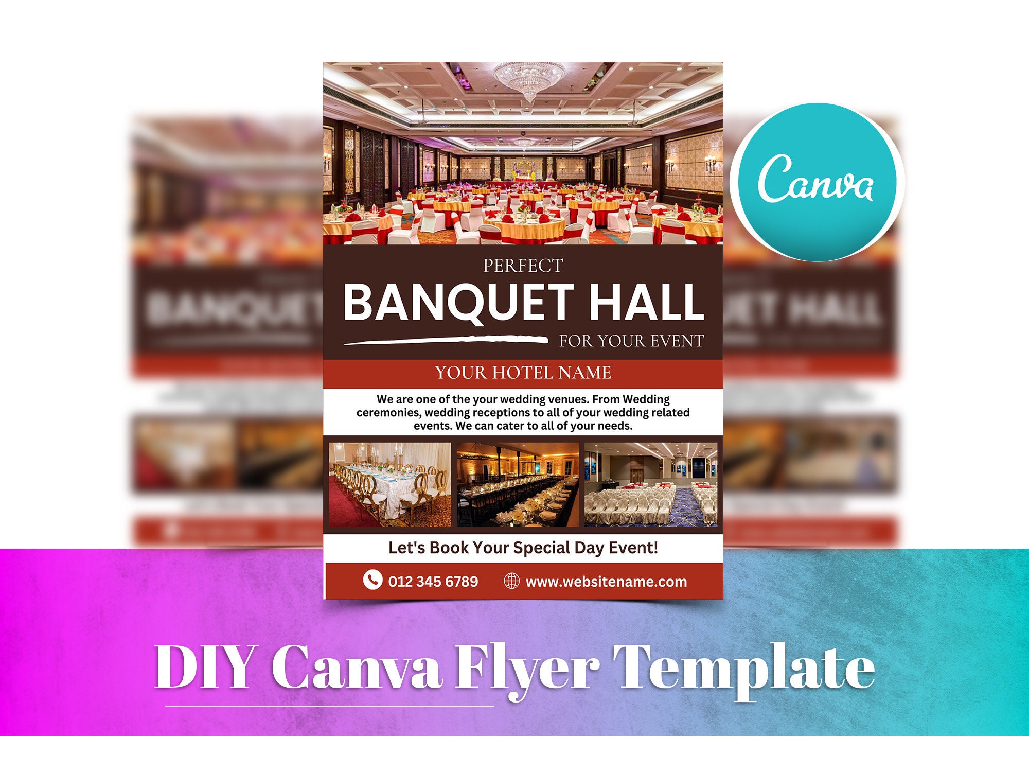 Banquet Flyer, Event Venue, Editable Flyer Design, DIY Canva Poster ...