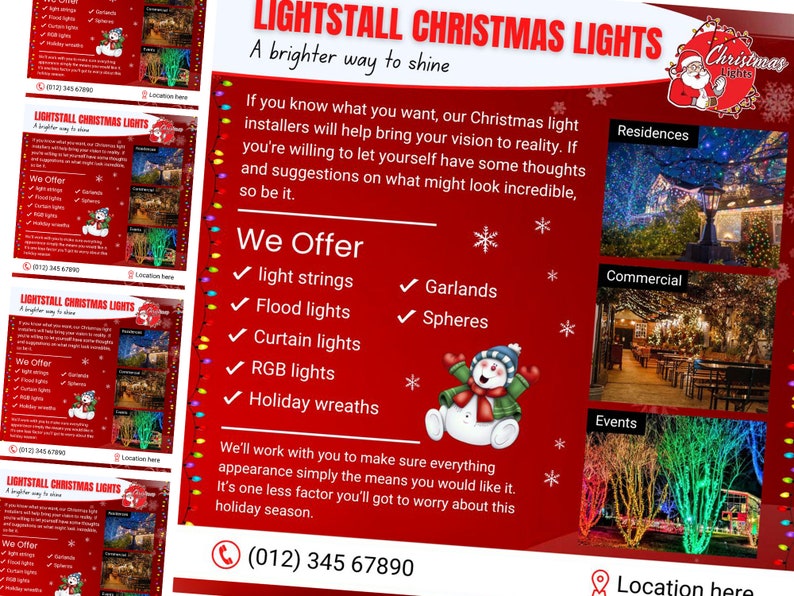 Christmas Light Installation Service Flyer, DIY Canva Editable ...