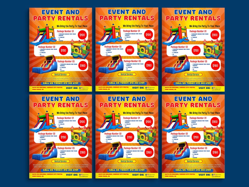 Party Rental Flyer, Editable Flyer Design, DIY Canva Poster Template