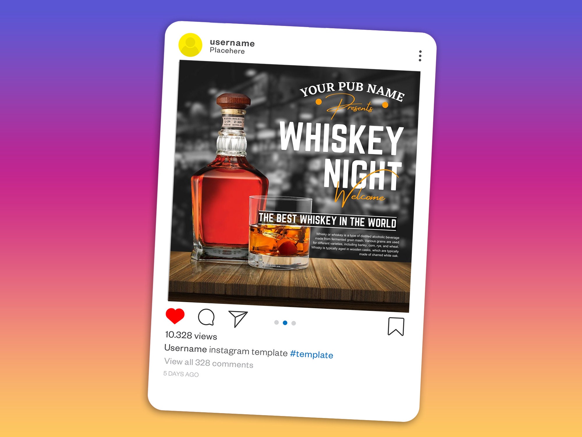 Whiskey Posts Whiskey Night Flyer, Whiskey Party Template, DIY Canva Bar Post ...