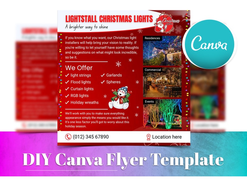 Christmas Light Installation Service Flyer, DIY Canva Editable ...