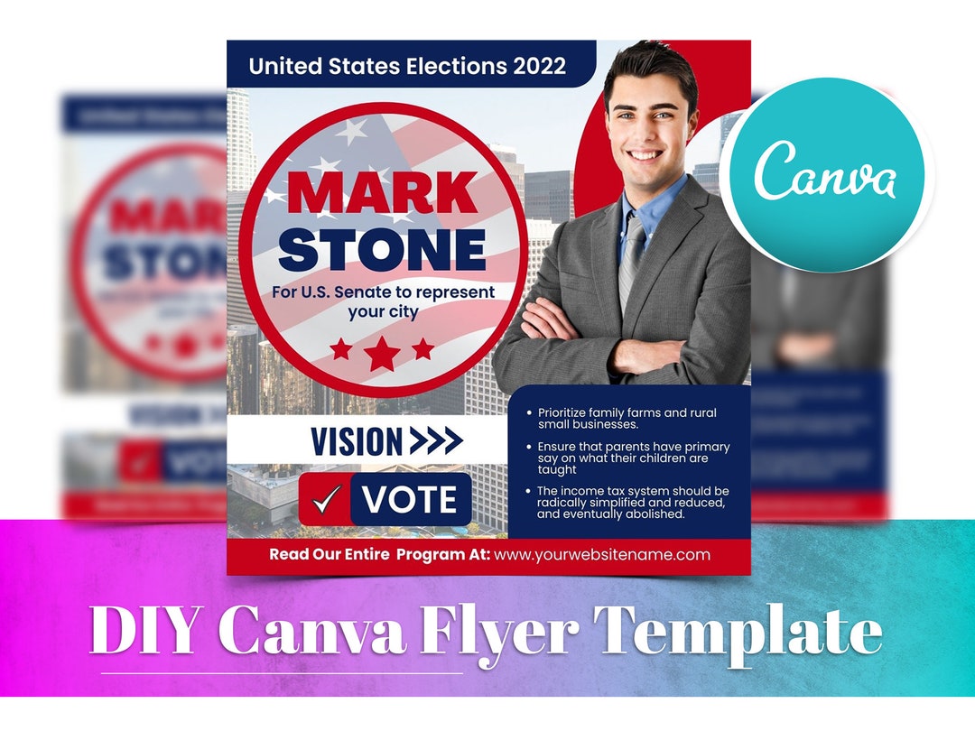 Election Flyer, Printable Election Card Design, DIY Canva Election ...