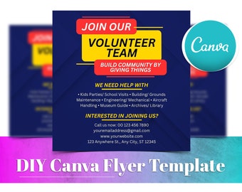 Volunteer Flyer, Volunteers Needed Design, DIY Canva Community Group Post, Editable Volunteer Required Instagram Post, Volunteer Job Flyer