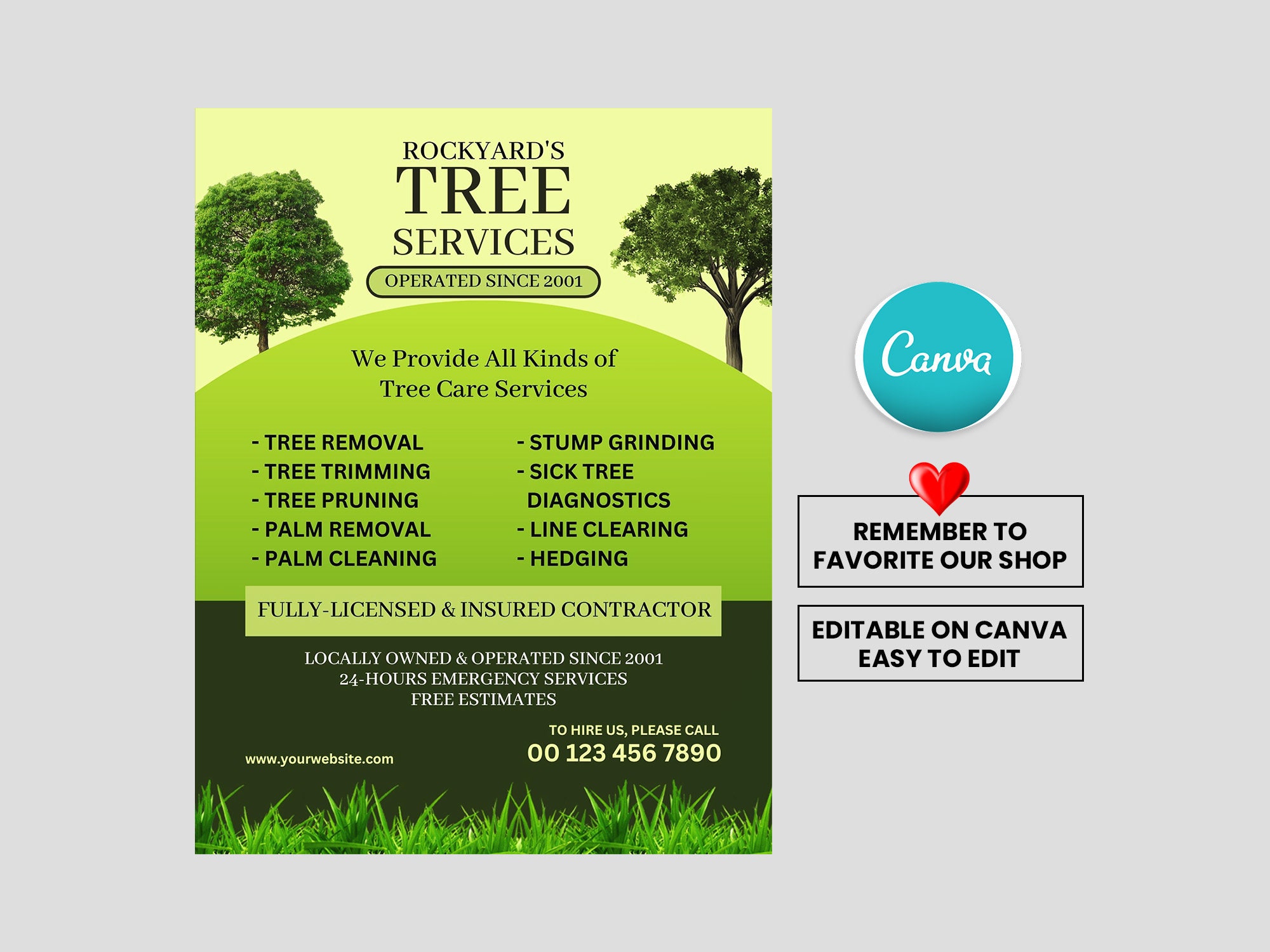 Tree Services Flyer, Printable Tree Trimming Service Flyer Design, DIY
