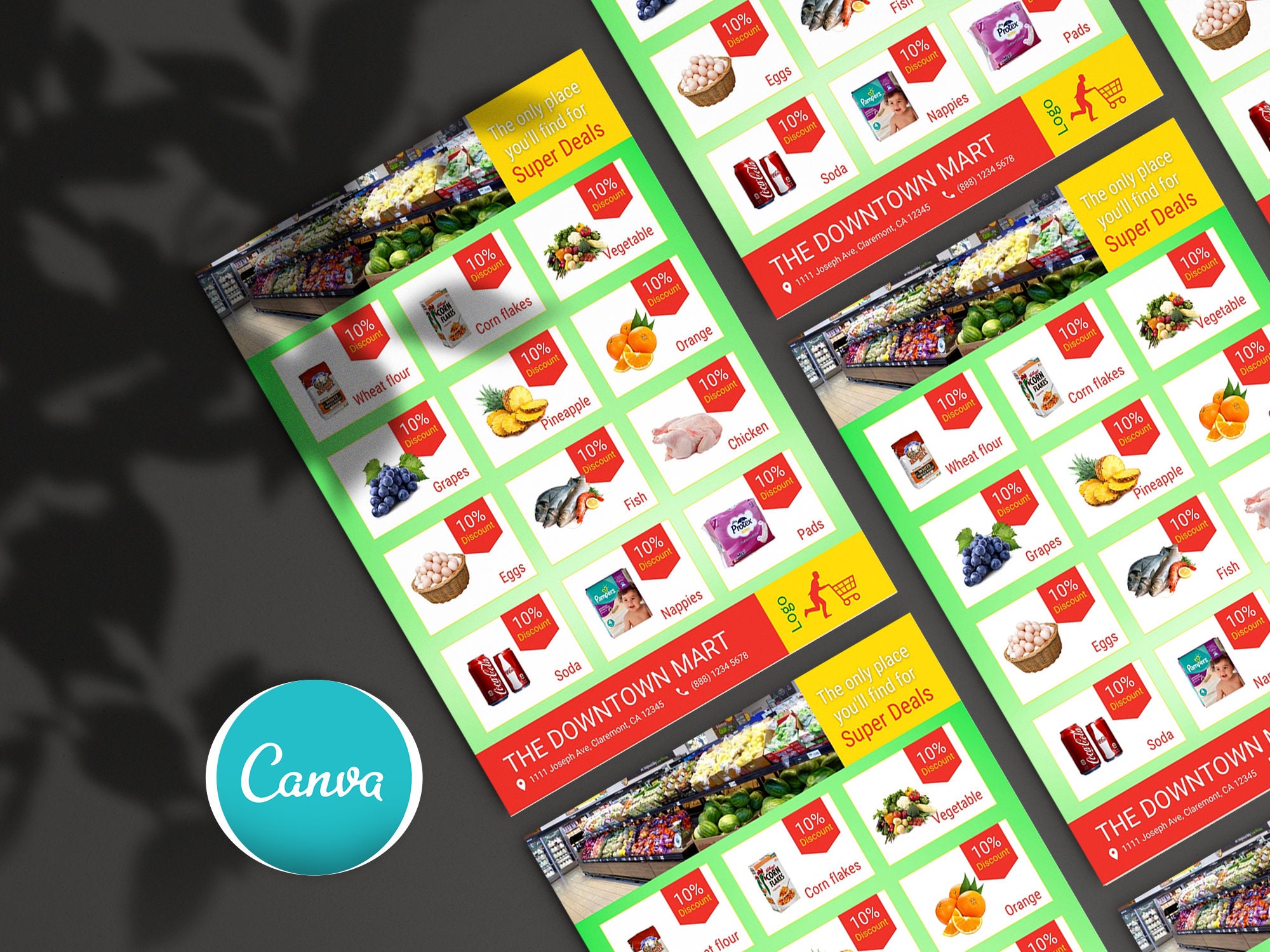 Supermarket Flyer Grocery Flyer Editable Flyer DIY Canva Etsy