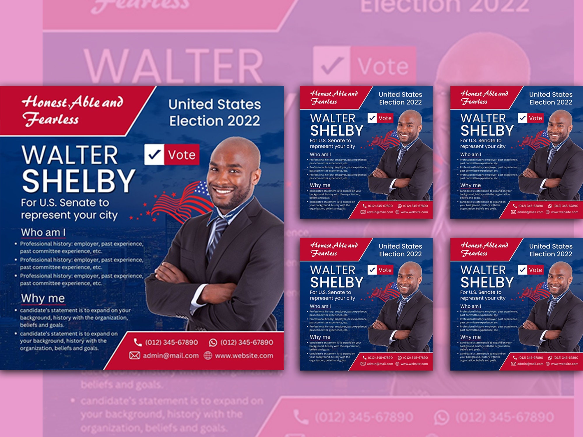 Election Flyer, Printable Election Card Design, DIY Canva Election ...