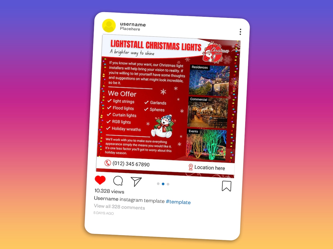 Christmas Light Installation Service Flyer, DIY Canva Editable