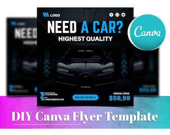 Car Sale Flyer,  Editable Car For Sale Design, DIY Canva Auto Sale Poster Template, Auto Showroom Post For Social Media, Car Rental Flyer