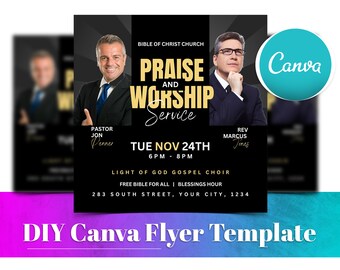 Church Flyer, Church Event Flyer, DIY Canva Church Program Flyer, Editable Church Conference Post, Church Revival, Praise and Worship