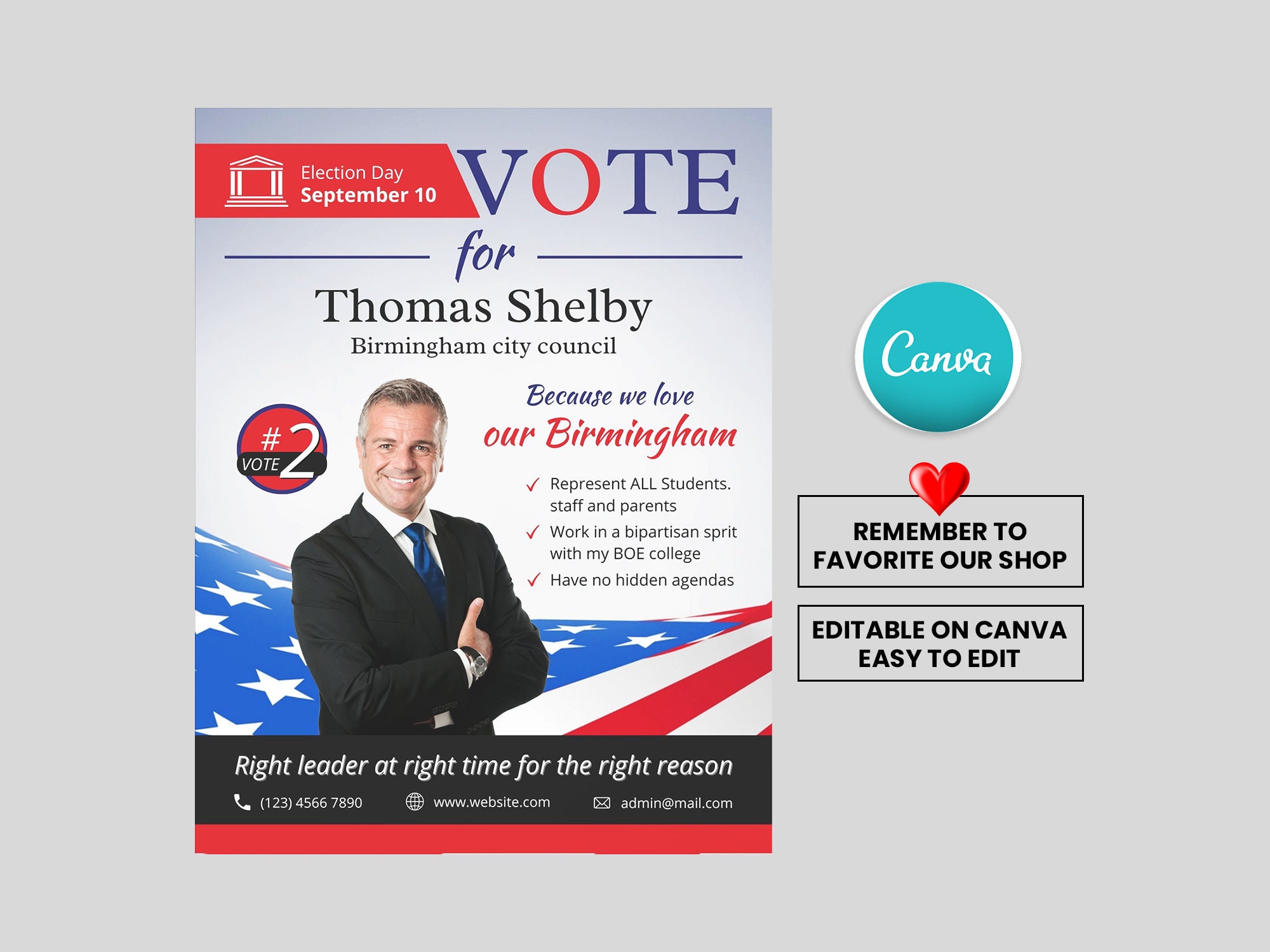 Election Flyer, Printable Election Card Design, DIY Canva Election ...