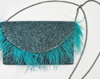 Beaded Clutch, Teal Clutch, Turquoise Crossbody, Teal Beaded Clutch, Turquoise Beaded Clutch, Teal Crossbody, Beaded Clutch Purse
