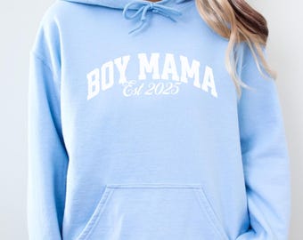 Custom Boy Mama Hoodie Nieuwe Boy Mama Trui met Ronde Hals Jongensmoeder Cadeau voor Nieuwe Jongen Moeder Kraamcadeau voor Moeder Jongen Moeder Shirt Cadeau Boy Era