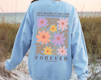 Christian Flower Hoodie Christian Boho Flower Sweatshirt Christian Hoodie Teenage Girl Christian Crewneck Women Bible Verse Shirt Faith Gift