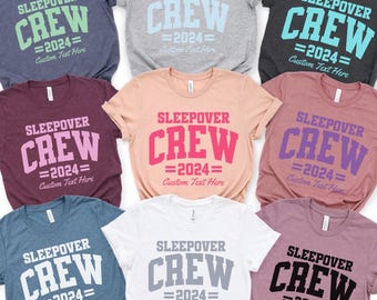 Customized Sleepover Shirt Women Matching Weekend Getaway Slumber Party Shirt Custom Group Birthday Party Favor Shirt Matching Pajama Shirt