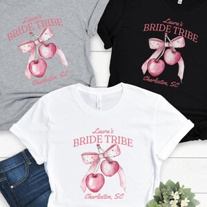 Customized Bride Tribe Coquette Bachelorette Party Shirts Custom Name Bachelorette Coquette Tshirt Bridal Party Coquette Matching Shirt Gift