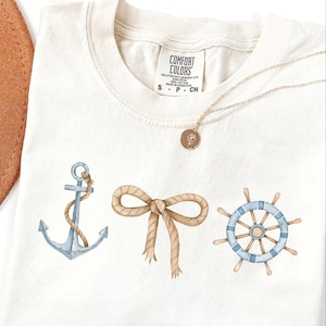 Comfort Colors Nautical Coquette Shirt Women Fisherman Aesthetic Coquette Nautical Crewneck Coastal Shirt Female Nautical Beach Shirt Gift