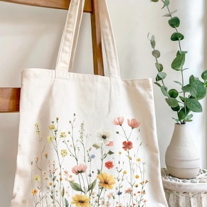 Vintage Wildblumen Sommer Tragetasche Vintage Wildblumen Geschenk für Sie Wildblumen Tragetasche Sommer Floral Tragetasche Gepresste Blume Sommer Pool Tasche