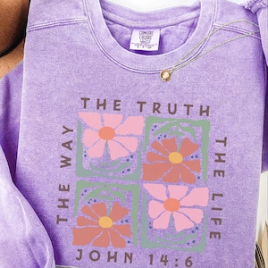 Christian Wildflower Comfort Colors Sweatshirt Customized Bible Verse Sweatshirt Women Christian Crewneck Religious Shirt Faith Shirt Gift