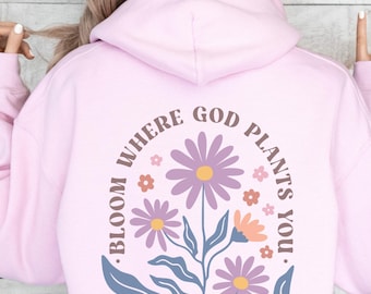 Christian Flower Hoodie Christian Boho Flower Sweatshirt Christian Hoodie Teenage Girl Christian Crewneck Women Bible Verse Shirt Faith Gift