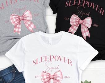 Koszulka z upominkiem na przyjęcie urodzinowe dla nastolatki Prezent na przyjęcie urodzinowe dla nastolatki Upominek dla drużyny Sleepover Squad Upominek na przyjęcie urodzinowe dla nastolatki