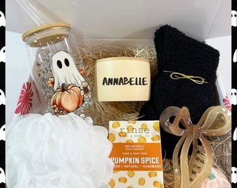 Personalized Halloween Care Package Spa Box Custom Spooky Gift Box Female Cute Halloween Gift For Her Boo Gift Box For Her Autumn Care Box