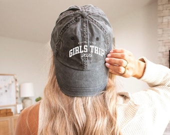 Cappello vintage per viaggio personalizzato per ragazze, cappello da viaggio personalizzato per ragazze, berretto per viaggio di fine settimana per mamme, berretto di gruppo, cappello per viaggio in spiaggia per ragazze