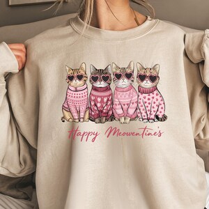 Cat Valentines Shirt Women Cat Lover Valentine Crewneck Women Cute Cat Valentines Day Shirt Cat Lady Valentines Day Cat Mom Valentines Gift