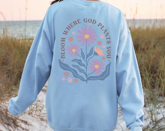 Christian Flower Hoodie Christian Boho Flower Sweatshirt Christian Hoodie Teenage Girl Christian Crewneck Women Bible Verse Shirt Faith Gift