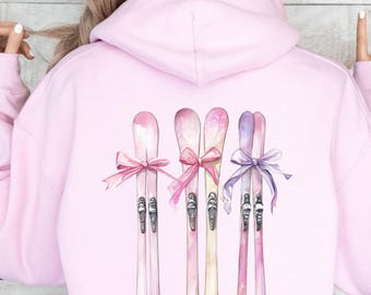 Snow Skiing Hoodie Women Pink Coquette Snow Ski Crewneck In My Skiing Era Sweatshirt Winter Ski Trip Hoodie Female Apres Ski Crewneck Gift