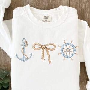 Comfort Colors Nautical Coquette Shirt Women Fisherman Aesthetic Coquette Nautical Crewneck Coastal Shirt Female Nautical Beach Shirt Gift