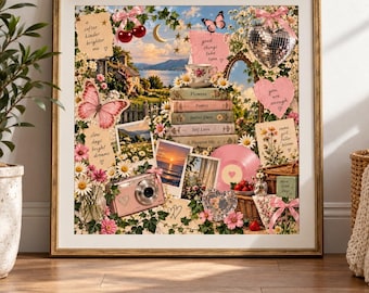 Soft Girl Aesthetic Wall Art Poster - Y2K Fairycore Cottagecore Sunset Window