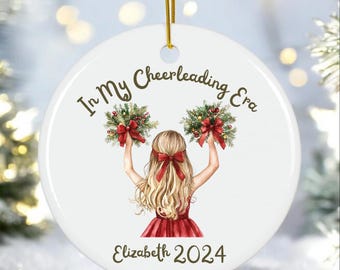 Personalized Teen Girl Cheerleader Coquette Christmas Ornament Custom Name Cheerleading Ornament Teenage Girl Cheerleader Christmas Gift