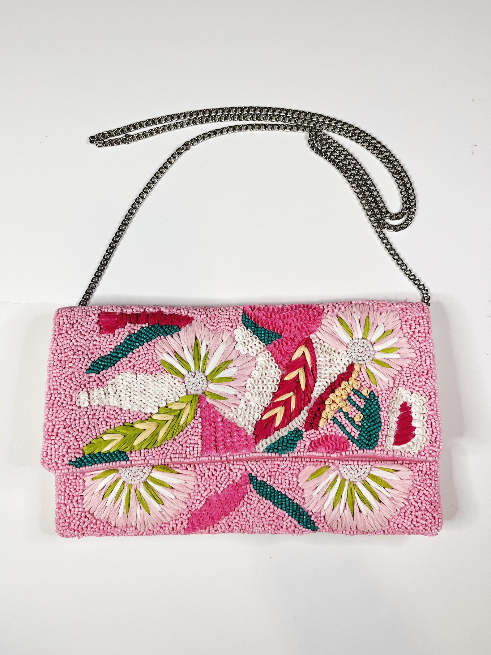 Embroidery Bag Clutch Colorful Clutch Pink Hand Beaded Etsy