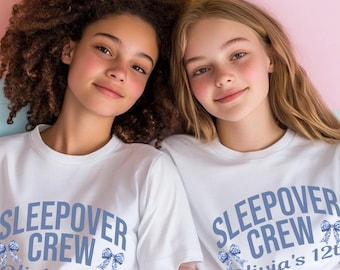 Koszulka Coquette Sleepover Squad dla dziewcząt Prezent dla dziewcząt Sleepover Squad dla nastolatek Koszulka na przyjęcie urodzinowe Koszulka na zamówienie