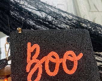 Boo Gift Idea For Her, Boo Gift Bag, Halloween Gift For Her, Boo Beaded Coin Pouch, Trick Or Treat Halloween Gift, Cute Coin Pouch,Halloween