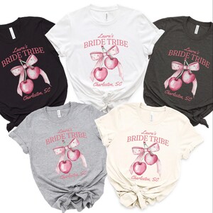 Customized Bride Tribe Coquette Bachelorette Party Shirts Custom Name Bachelorette Coquette Tshirt Bridal Party Coquette Matching Shirt Gift