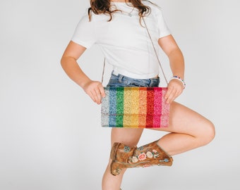 Rainbow Bag, Colorful Clutch Bag, Beaded Clutch, Rainbow Clutch Bag, Colorful Crossbody, Rainbow Clutch, Colorful Purse, Rainbow Purse