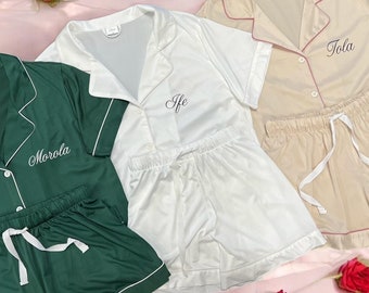 Bridesmaids Party PJs, Bridesmaid Pajamas, Bridesmaid Gifts, Bridal Pajama, Matching PJ Sets, Bachelorette PJs, Sage Green Bridesmaid Pajama