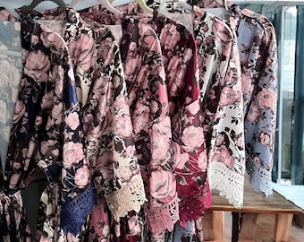 Christmas Gift for Her, Floral Robes, Customized Robes, Birthday Gift for Her, Christmas Gift for Women, Gift for Her, Soft Robe, Lace Robes