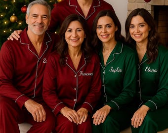 Family Christmas Matching Pajamas | Custom Family Name Long PJs | Holiday Sleepwear Set for Parents Kids Baby | Xmas Jammies