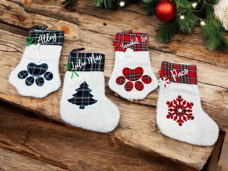 Custom Name Christmas Santa Stockings, Personalized Christmas Gift Bag