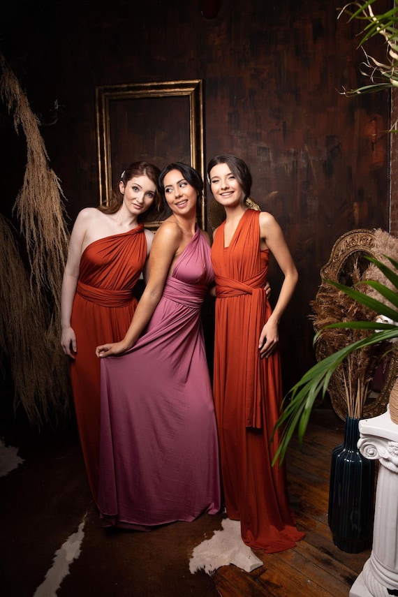 Burnt Orange Bridesmaid Dress Rust Infinity Dress Floor Length Maxi Wrap  Convertible Dress Wedding Dress Multiway Dress Rust Dress -  Australia