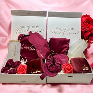 Bridesmaid Proposal Box with Satin Pajamas, Bridesmaid Gift Box, Bridesmaid Proposal Gifts, Bridesmaid Gift Boxes